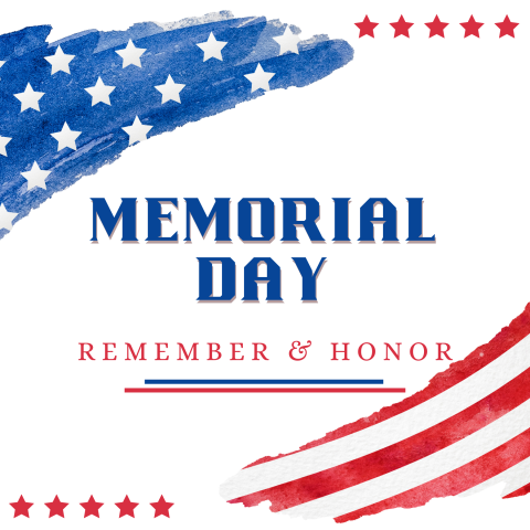Library closed for Memorial Day May 24 & May  26