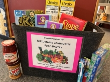 Photo of the food pantry drop off site at the library